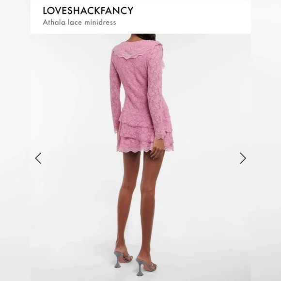 NWT LoveShackFancy Pink Lace Mini Dress - Picture 2 of 6